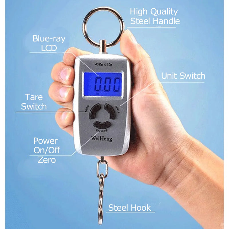 Portable 45kg Digital Kitchen Scale,Pocket Electronic Luggage Weight,Battery Operated Mini Hanging Travel Balance,