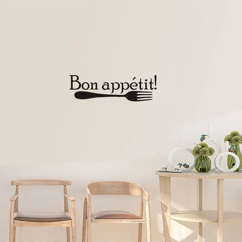 Creative French Bon Appetit Wall Stickers Fork Pattern Restaurant Vinyl Home Decoration Removable Kitchen Sticker Mural Decals