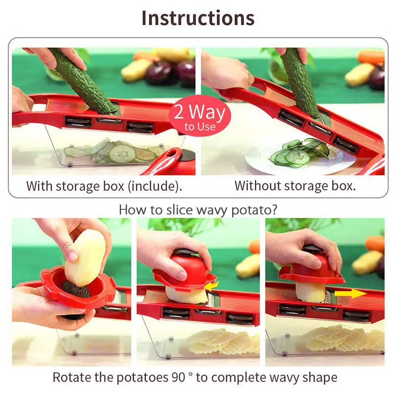 Vegetable Cutter with Steel Blade Slicer Potato Peeler Carrot Cheese Grater vegetable slicer