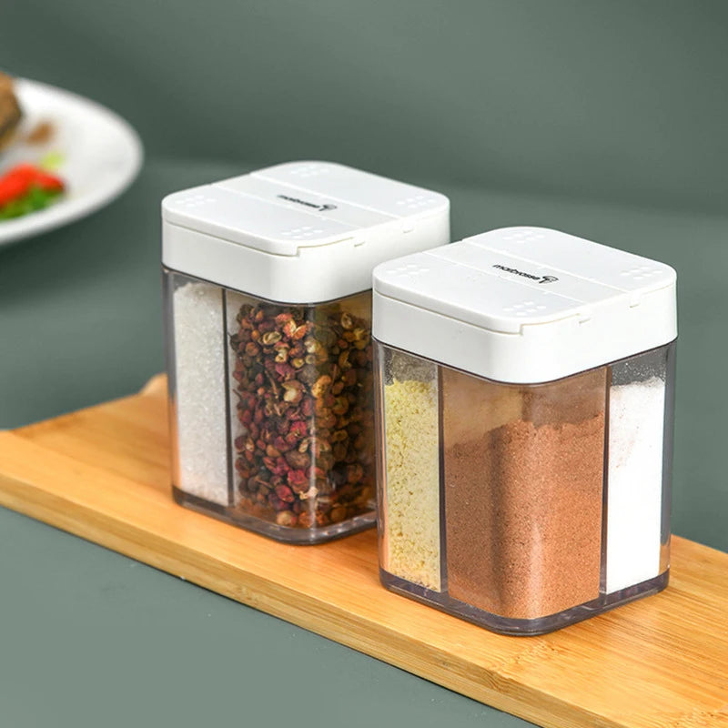 Seasoning Box Four-Divided Transparent Plastic Storage Box Cooking Bottle Seasoning Jar Hand-Press Household Kitchen Supplies