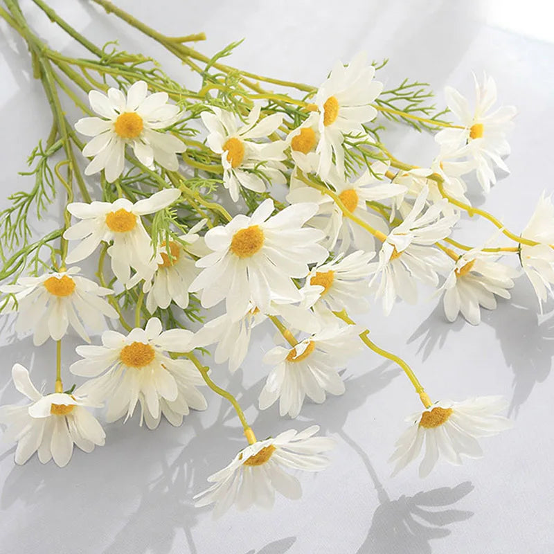 5Pcs 50cm Artificial White Daisy Flower Bouquet DIY Vase Home Garden Living Room Decoration Wedding Party Silk Fake Flowers