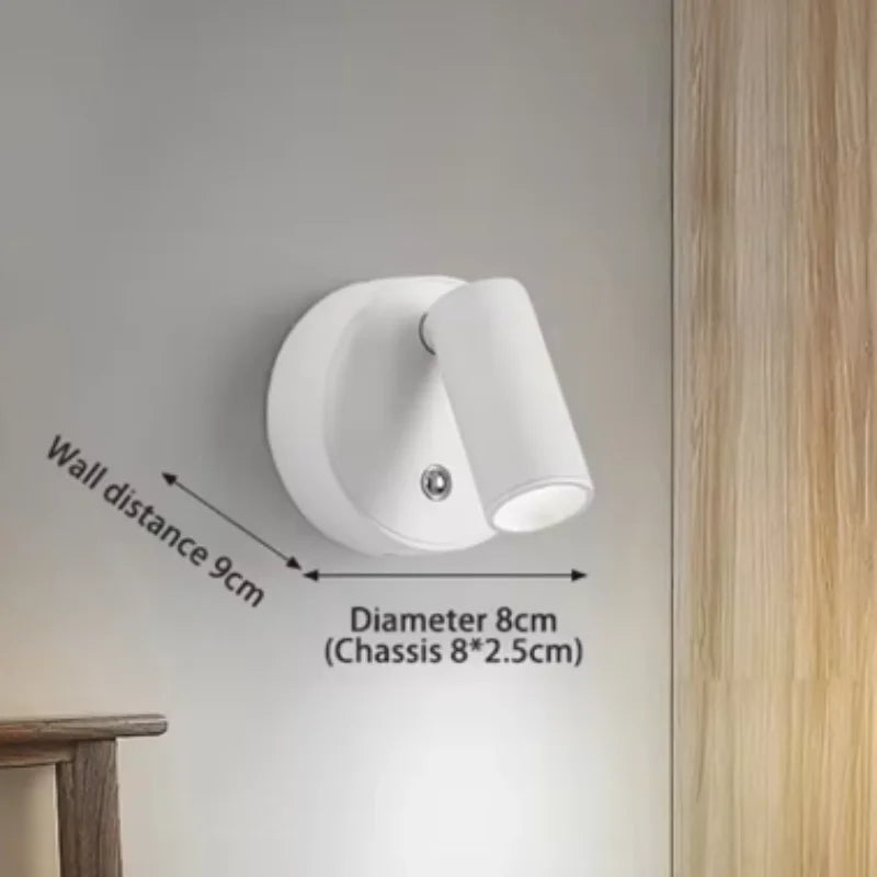 LED light magnetic type-C rechargeable wall light spotlight wireless no wiring no punch reading light bedroom bedside light