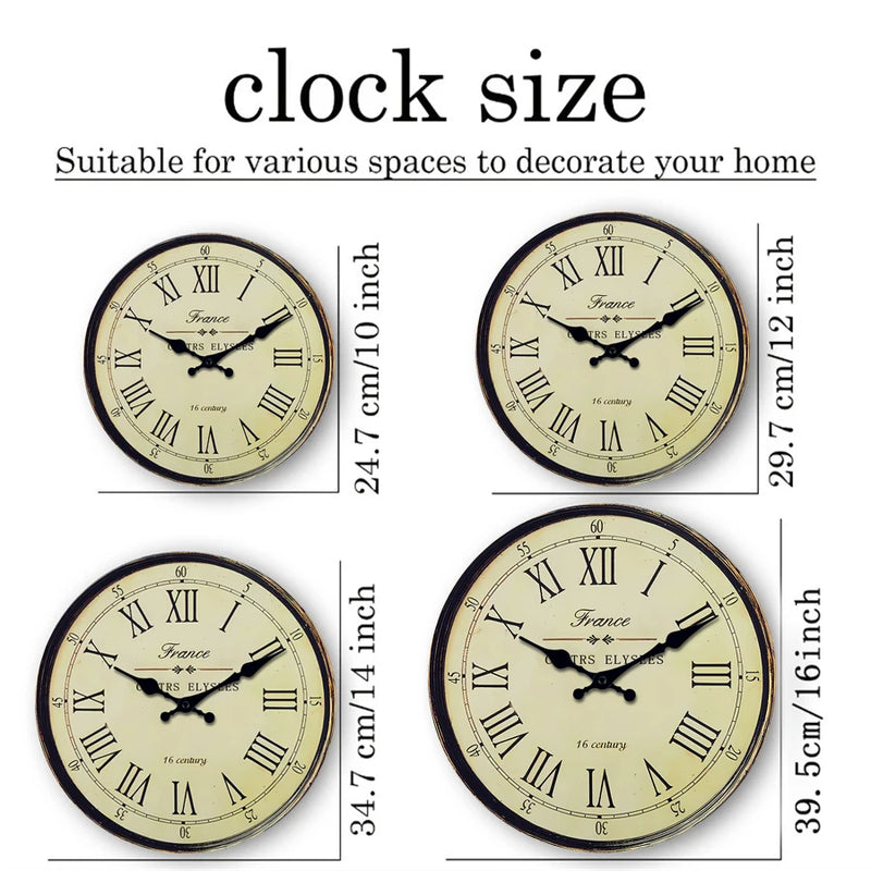 french "16 Century" Pattern Wooden Wall Clock Living Room Bedroom Kitchen Home Decor Wall Clock Silent Quartz Clock Holiday Gift 10inch 12inch 14inch 16inch (No Battery)