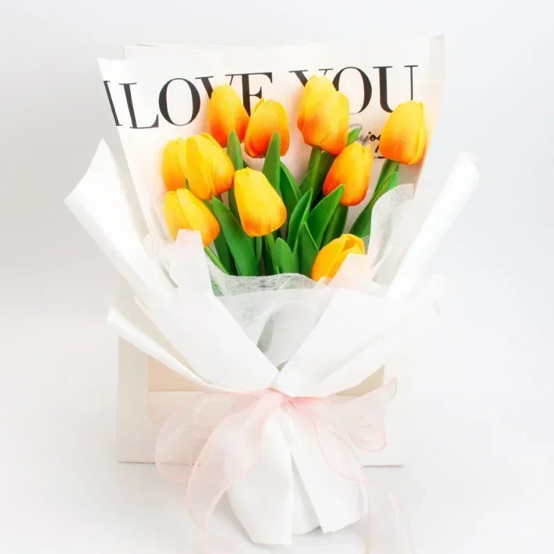 3/5PCS Tulip Artificial Flowers Real Touch Bouquet Fake Flowers Decoration for Wedding Supplies Home Decor Valentines Flowers