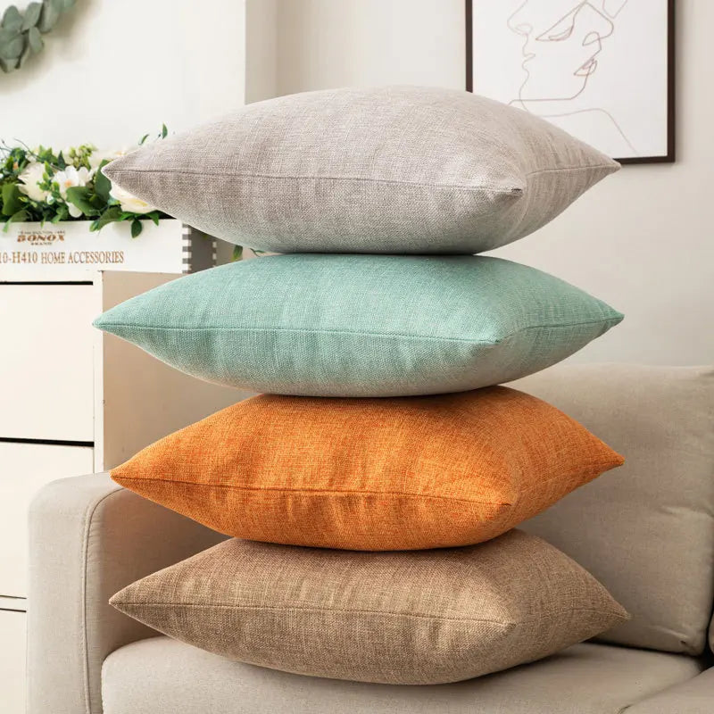 Scandinavian ins style solid colour pillow heavy cotton linen living room sofa cushion winter waist pillow