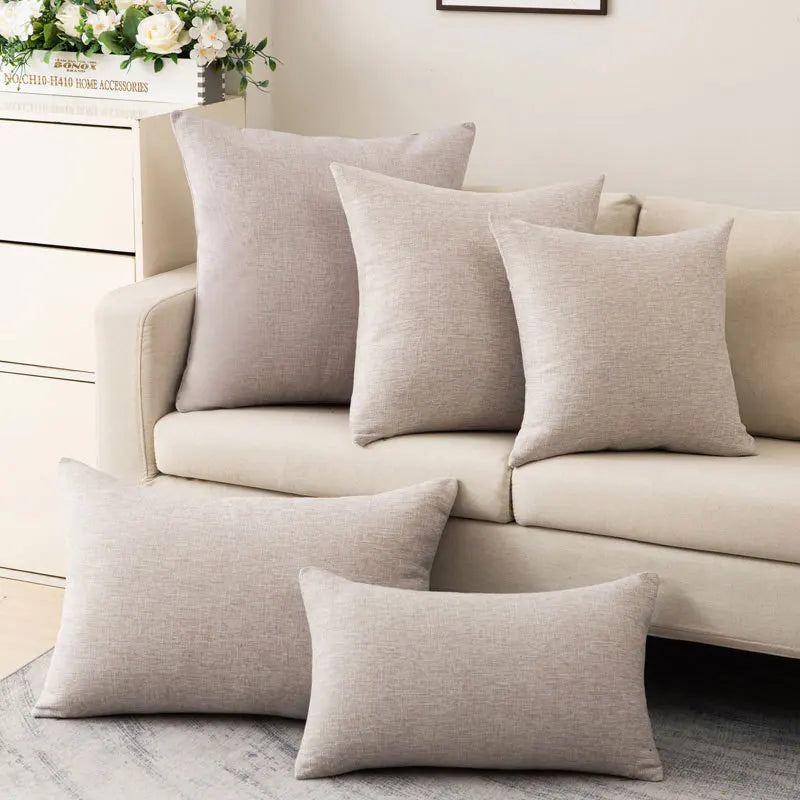 Scandinavian ins style solid colour pillow heavy cotton linen living room sofa cushion winter waist pillow