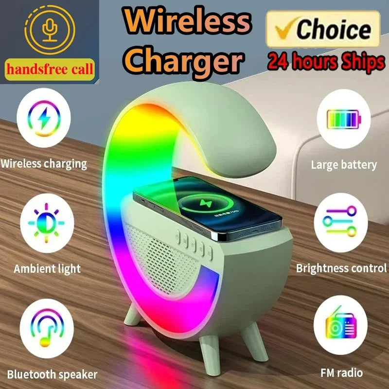 Multifunction Wireless Charger Pad Stand Speaker Fast Charging Station for iPhone Samsung Xiaomi Huawei