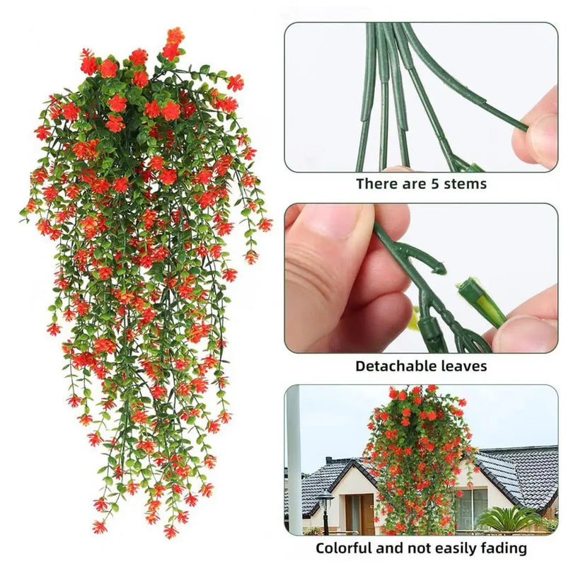 Drooping Fake Flower Vine Artificial Hanging Flowers Realistic Artificial Eucalyptus Flower Garland for Home Wedding for Indoor