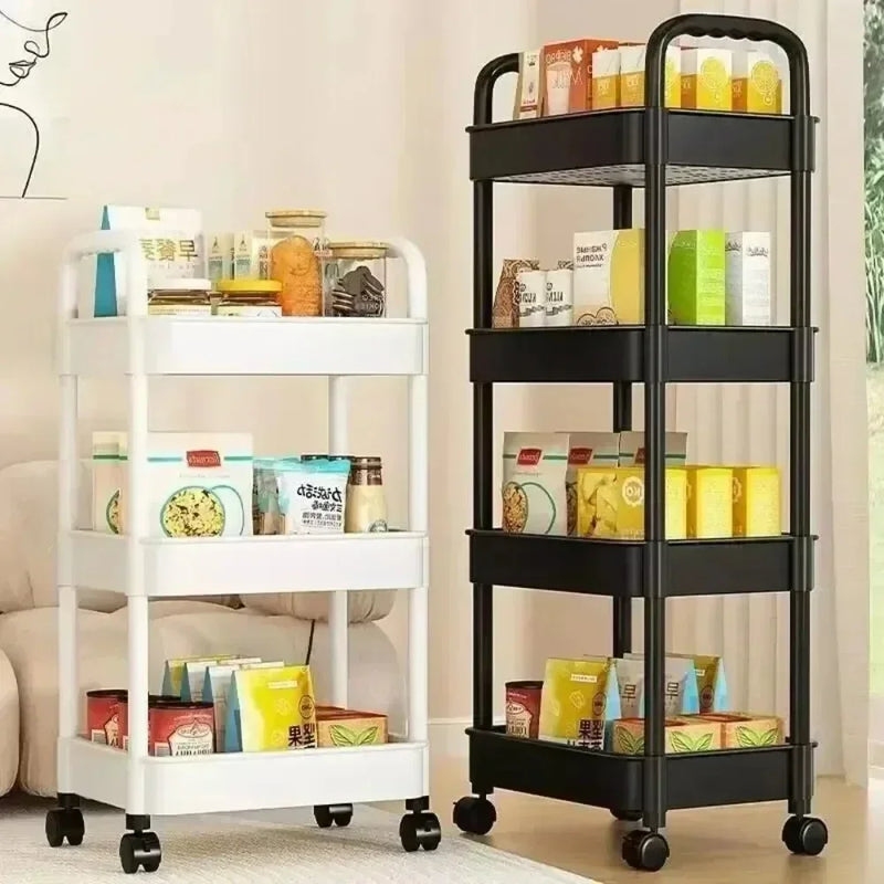 Bookshelf Storage Trolley Mobile Kitchen Organizer Cart with Wheels Save Space Household Shelves Bedroom Snacks Storage Rack