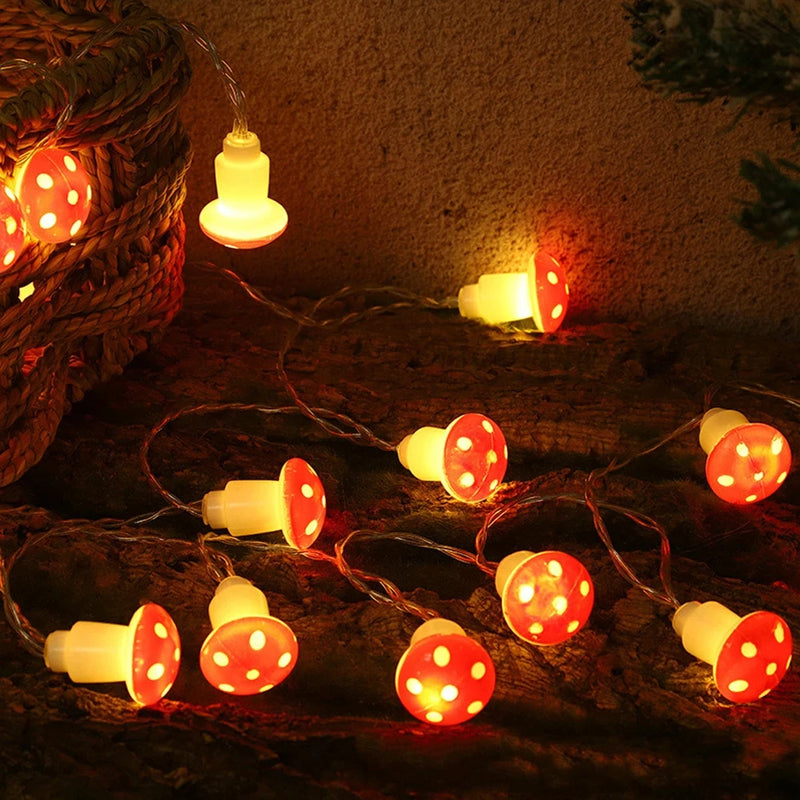 20 Leds Mushroom LED Fairy Lights USB/Battery String Light   Christmas Party Gift Fairy Indoor Decorative Atmosphere Light