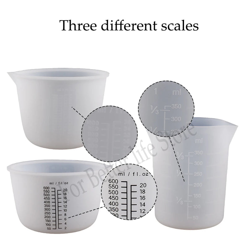 1Pcs  30ML-1000ML Silicone Measuring Cup Transparent With Scale Separating