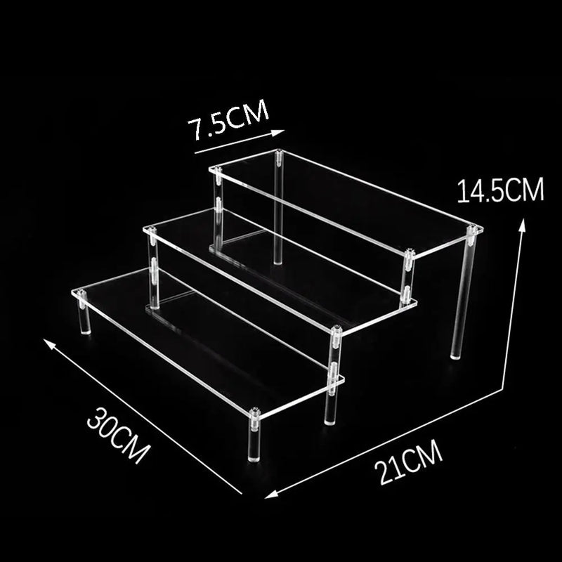 1-4 Tier Acrylic Display Stand Durable Display Rack For Cupcake Perfume Doll Transparent Trapezoidal Blind Box Storage Shelf