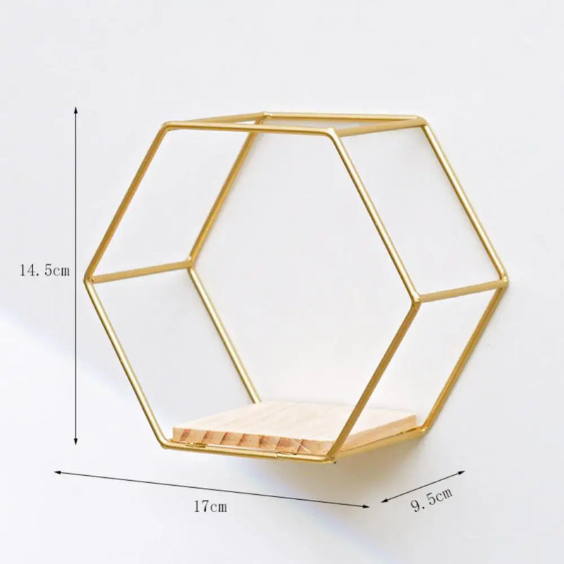 Wall Mounted Hexagon Shelf Handicraft Display Rack Floating Wall Shelf Sundries Storage Holder Living Room Home Decoration