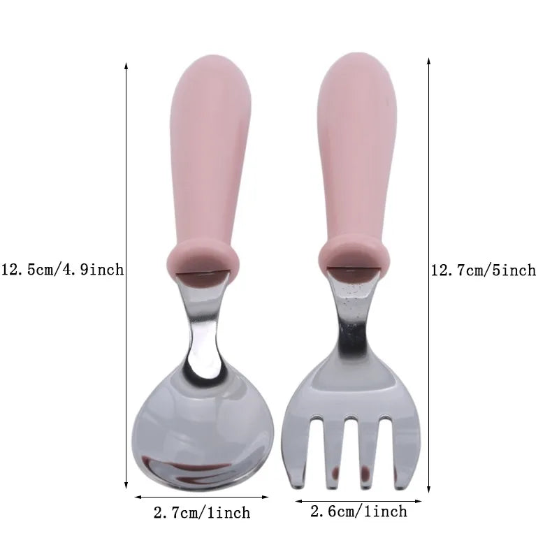 3pcs Children Spoon Forks Box Kids Stainless Steel