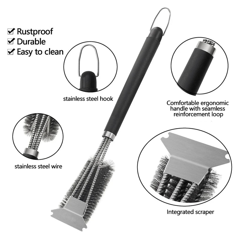 BBQ Grill Barbecue Kit Cleaning Brush Stainless Steel