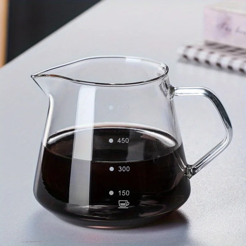 1Set 600ML Pour Over Coffee Maker Set Glass Carafe Coffee with Glass Coffee Filter Drip Coffee Maker Set for Home or Office