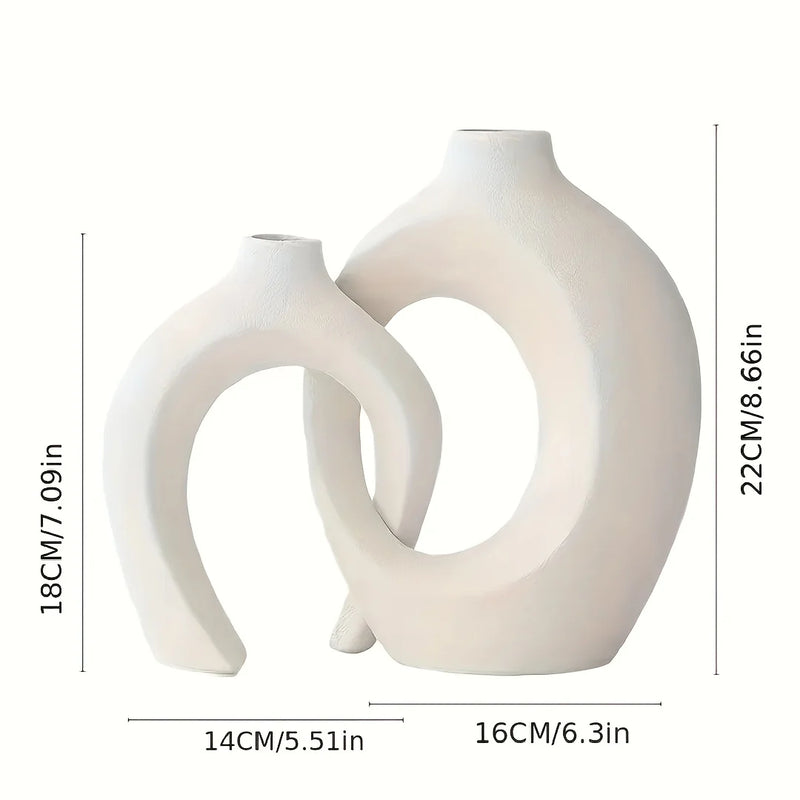 Hollow Nordic Modern Ceramic Vase Set of 2 for Modern Home Decor.