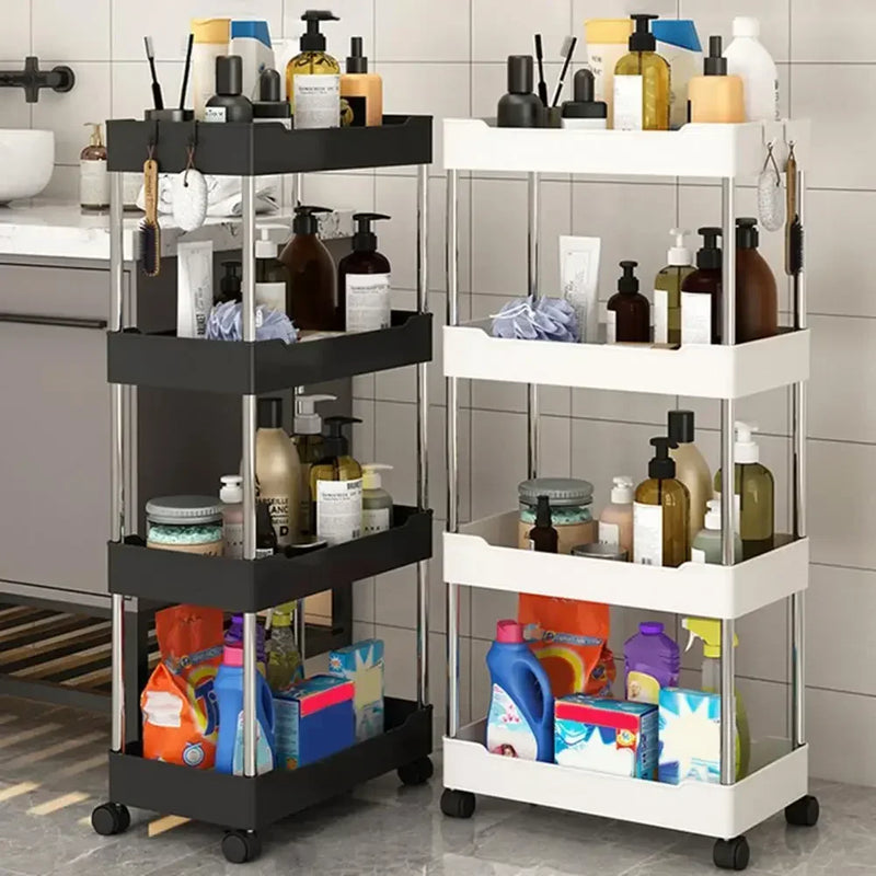 Storage Cart Multifunctional High Capacity Save Space 3/4-Tier Storage Movable Floor-Standing Rolling Vertical Shelf for Kitchen