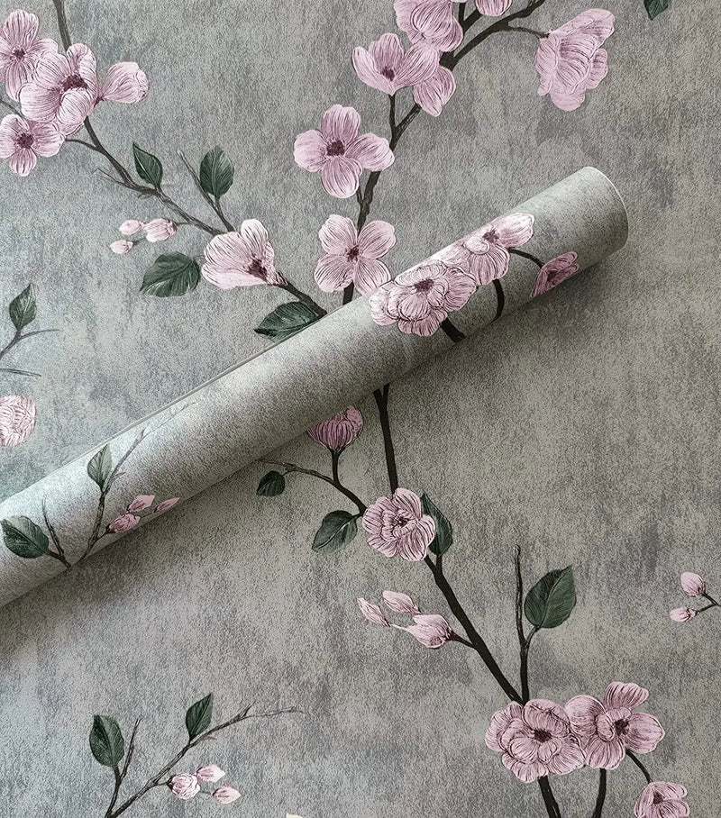 Floral Wallpaper Grey Peel and Stick Wallpaper Flower Self Adhesive  Wall Paper Roll Removable Contact Paper Decorative