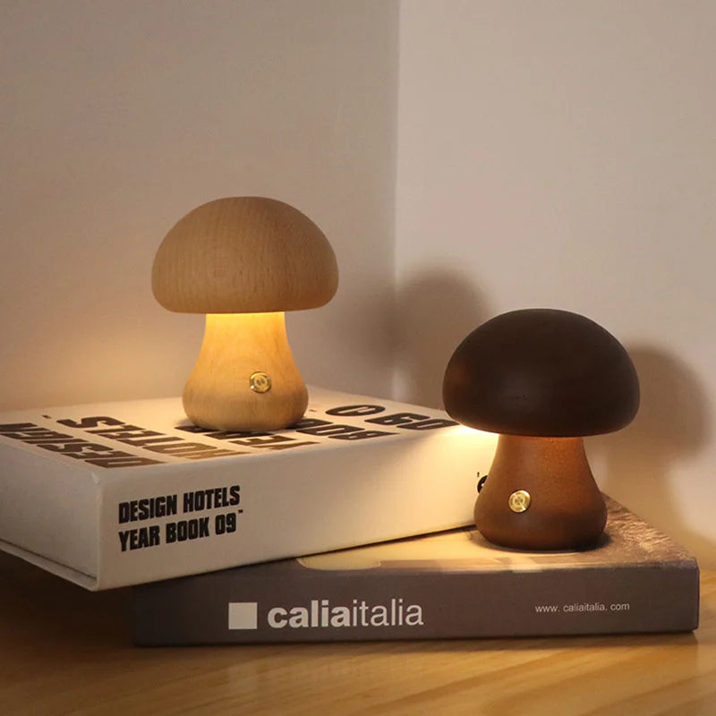 Cute Wooden Mushroom Night Light--VIP