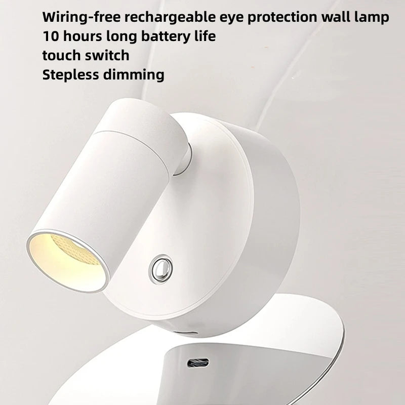 LED light magnetic type-C rechargeable wall light spotlight wireless no wiring no punch reading light bedroom bedside light