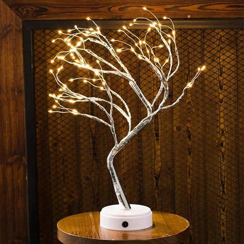 LED Night Light Table Lamp Tree Lights Copper Wire Garland Lamp USB/AA Battery Powered For Home Bedroom Diy Party Decoration