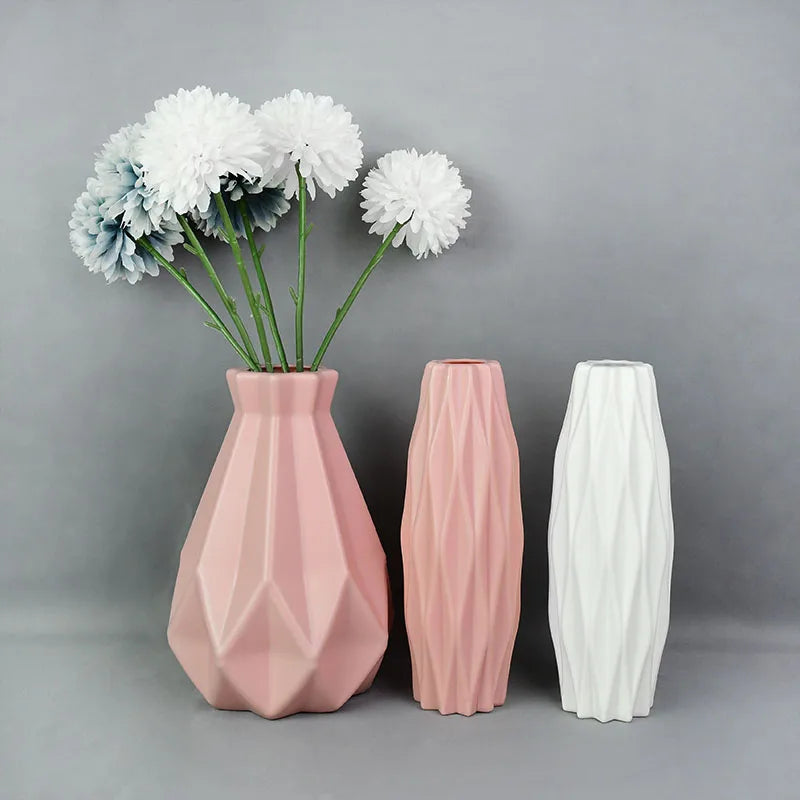 Modern Flower Vase White Pink Blue Plastic Vase Flower.