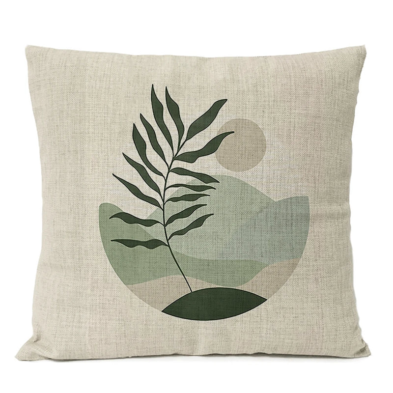 Boho Geometric Leaves Floral Pillow Case Home Decor Moon Sun Flowers Linen Throw Cushion Cover Decoration Sofa Pillowcase