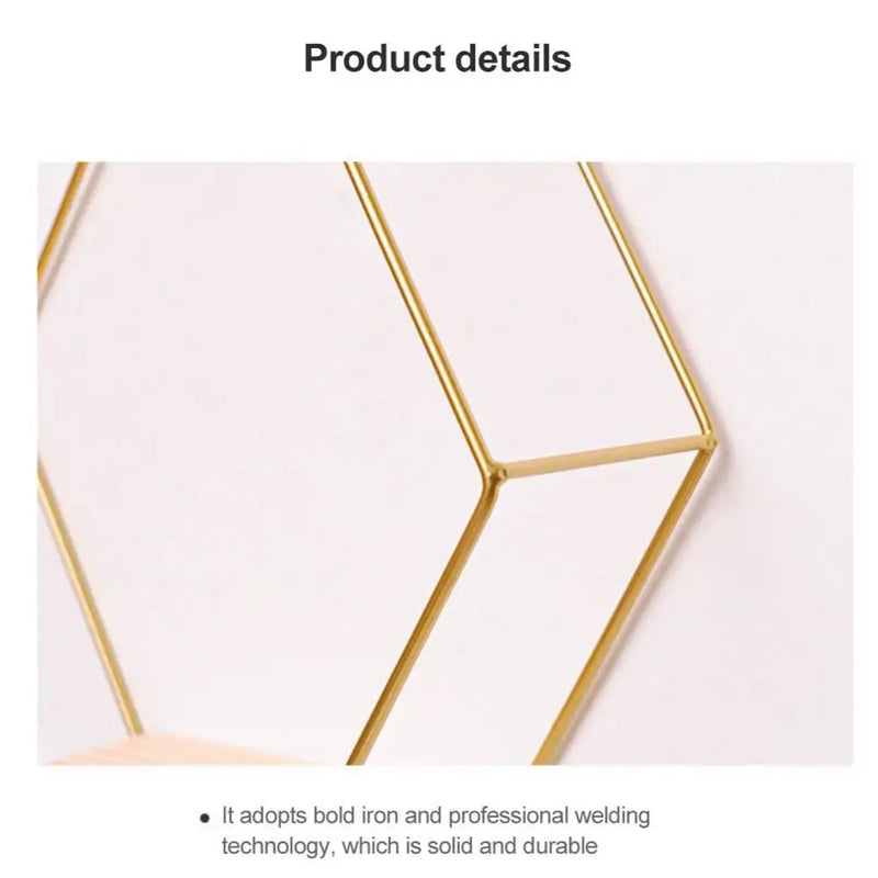 Wall Mounted Hexagon Shelf Handicraft Display Rack Floating Wall Shelf Sundries Storage Holder Living Room Home Decoration