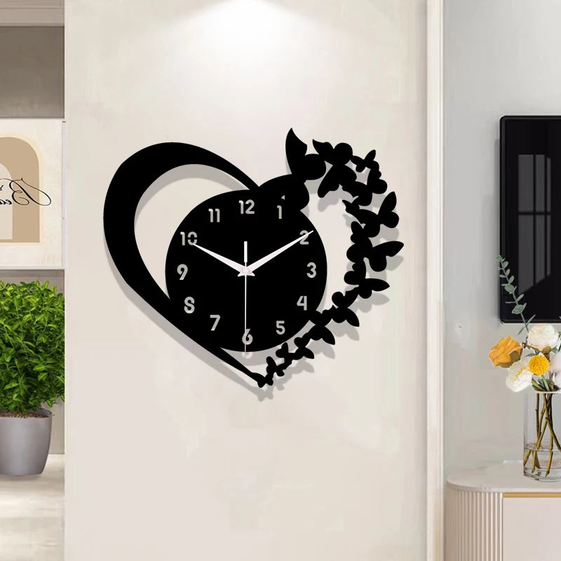 Heart shaped frameless design acrylic silent clock living room bedroom home decoration Mother's Day New Year Easter gift