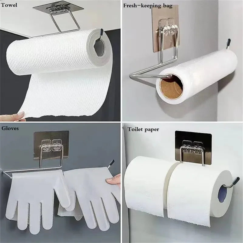 Kitchen paper towel stand glue toilet rack towel,