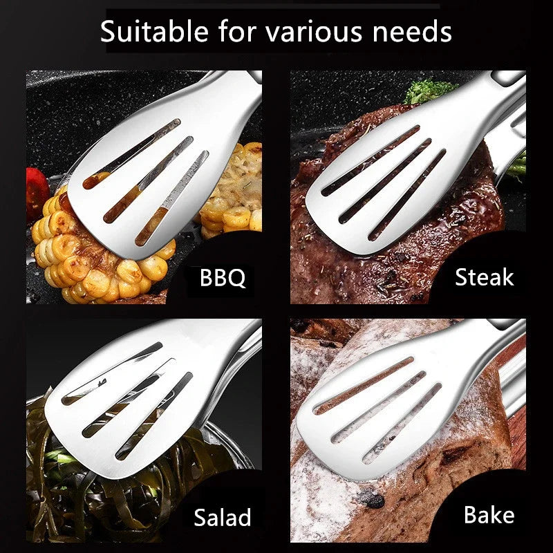 Stainless Steel Food Tongs Barbecue Tongs Meat Salad Steak Food