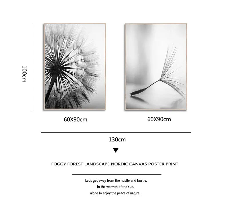 Dandelion Flower Canvas Painting Modern Black White Art Pictures for Home Decoration Living Room Abstract Wall Poster No Frame