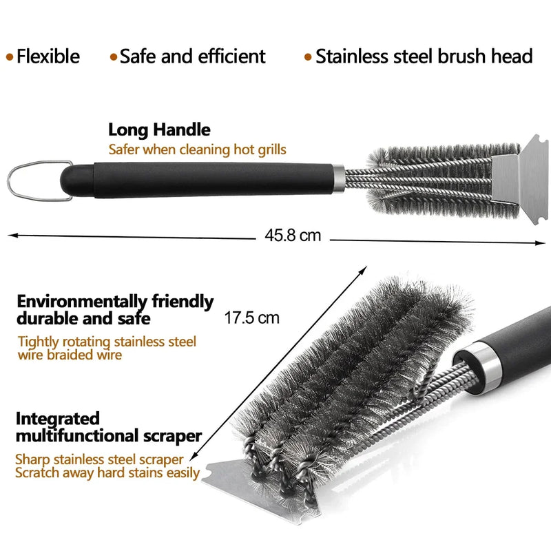 BBQ Grill Barbecue Kit Cleaning Brush Stainless Steel