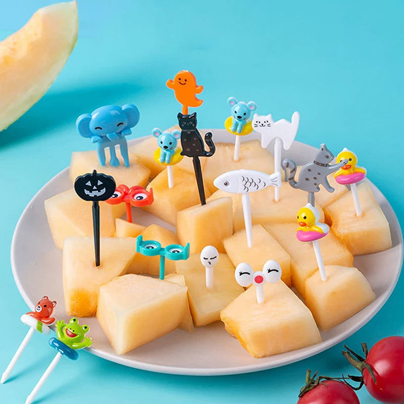 1 Set Cute Eyes Fruit Fork Plastic Fruit Pick Kids Bento