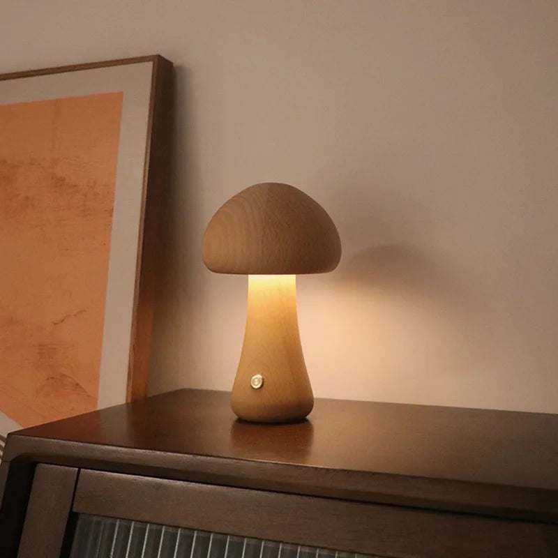 Cute Wooden Mushroom Night Light--VIP