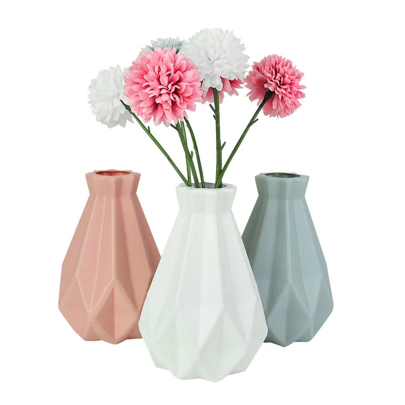 Modern Flower Vase White Pink Blue Plastic Vase Flower.