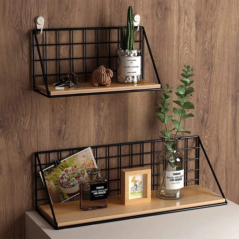 Wall Mounted Shelves Without Drilling Wood Hanging Shelf For Living Room Bedroom Storage Basket Wall Decoration Rack Organizers