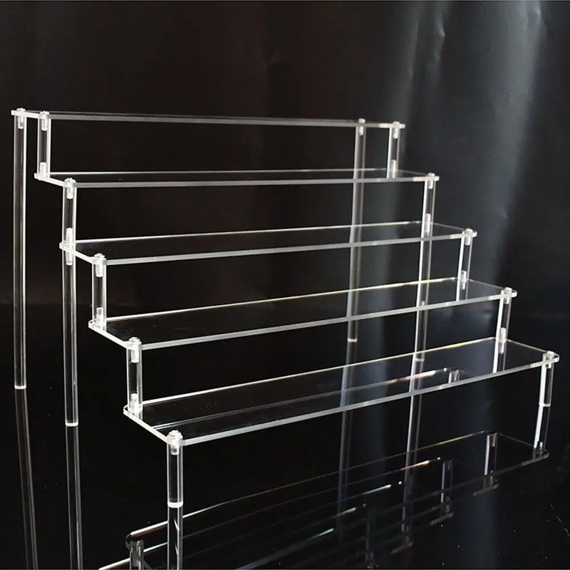 1-4 Tier Acrylic Display Stand Durable Display Rack For Cupcake Perfume Doll Transparent Trapezoidal Blind Box Storage Shelf