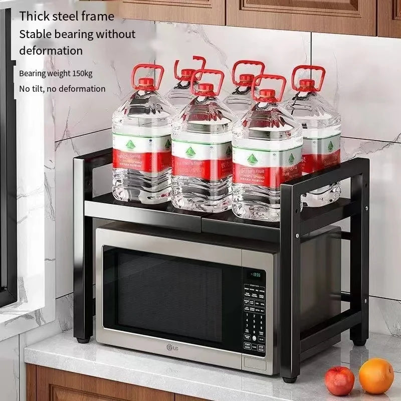 Scalable Microwave Oven Rack Adjustable Detachable Metal Holder Kitchen Storage Thickened Household Storage Racks