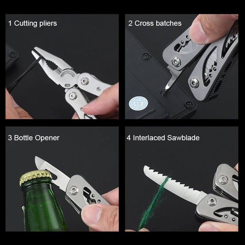 Portable Mini Multitool 420 Stainless Steel Multitool Pliers Knife Screwdriver for Outdoor Survival Camping Hunting Hiking Tools