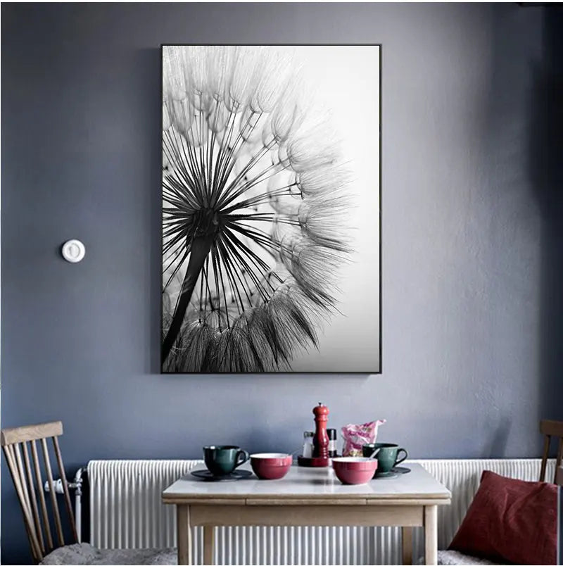 Dandelion Flower Canvas Painting Modern Black White Art Pictures for Home Decoration Living Room Abstract Wall Poster No Frame