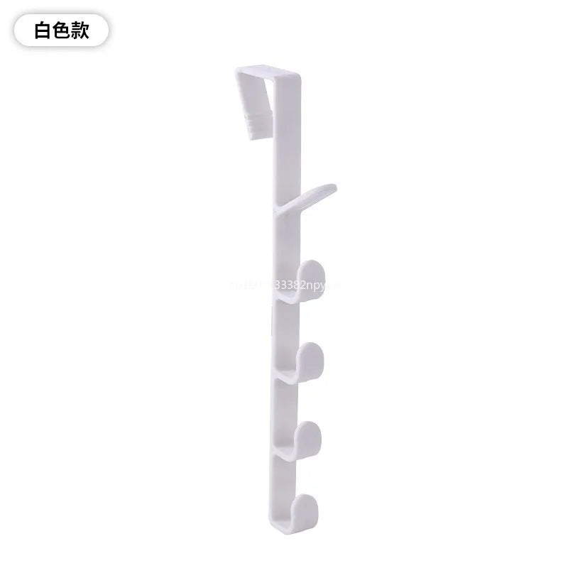 Bedroom Door Hanger Clothes Hanging Rack Over The Door Purse Holder 5 Hooks for Bag Rails Plastic Home Storage Wall Shelf