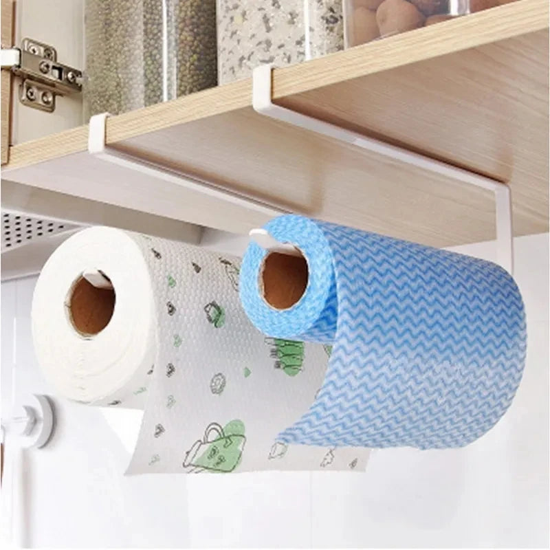 Wall Mounted Paper Roll Holder Bathroom Storage Toilet Rack Home Tissue Towel Rack Hanging Shelf for Kitchen Organizer