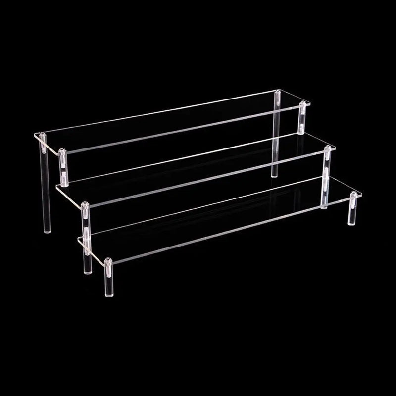 1-4 Tier Acrylic Display Stand Durable Display Rack For Cupcake Perfume Doll Transparent Trapezoidal Blind Box Storage Shelf