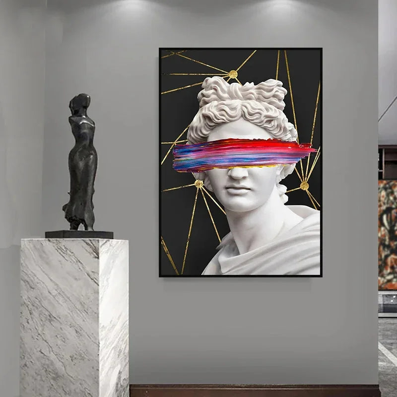 Statue of David Graffiti Art Canvas Painting David Head Sculpture Posters and Prints Street Wall Art Pictures for Room Decor