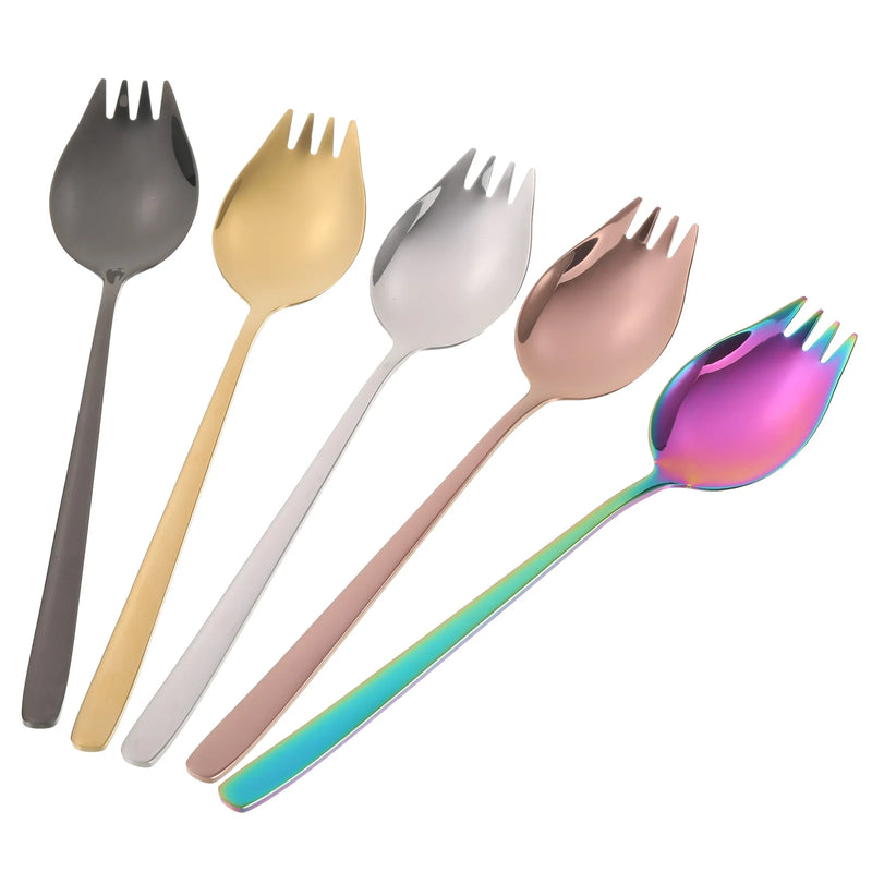 5pieces Lightweight And Portable Stainless Steel Sporks For All Occasions Safe To Salad Spoons