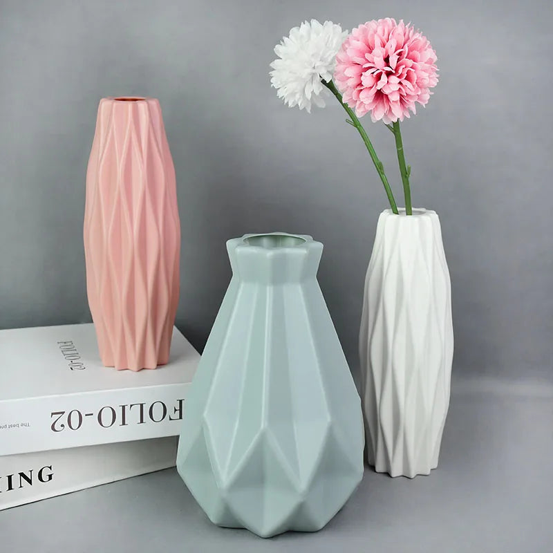 Modern Flower Vase White Pink Blue Plastic Vase Flower.