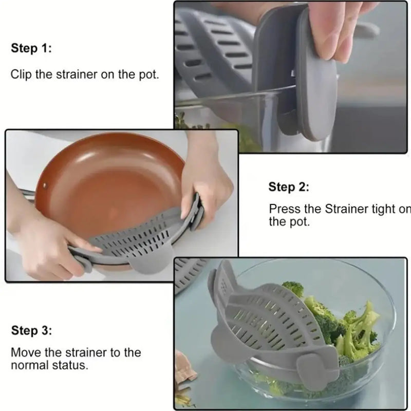 Adjustable Clip On Strainer For Pots Pans And Bowls, 1pc