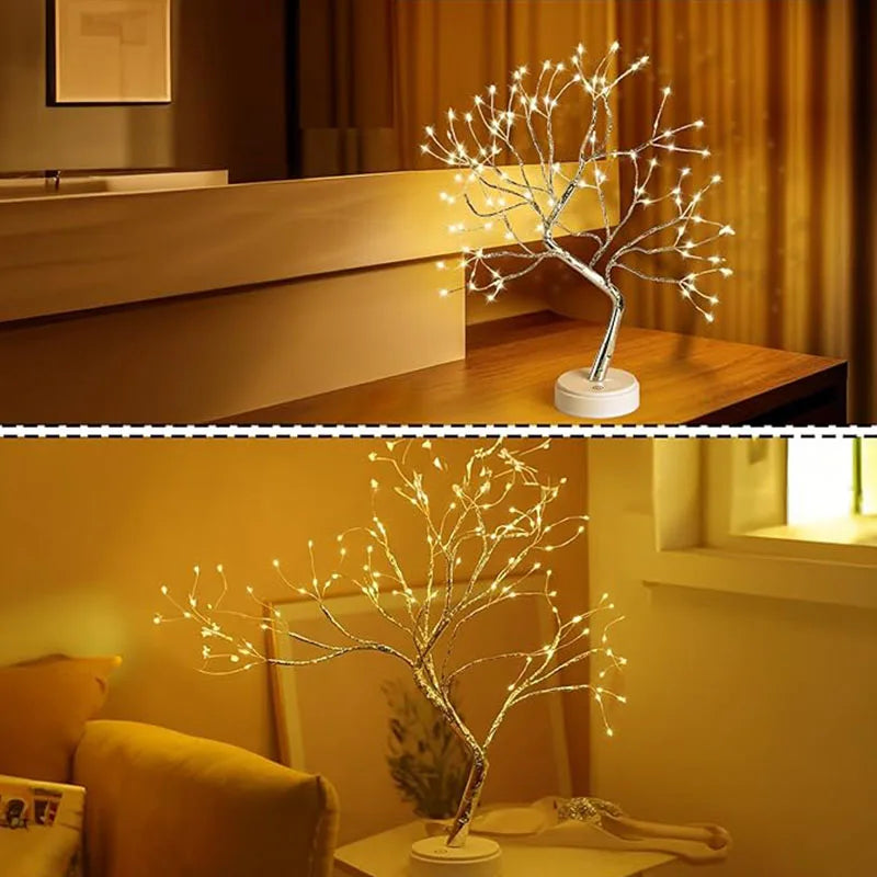 LED Night Light Table Lamp Tree Lights Copper Wire Garland Lamp USB/AA Battery Powered For Home Bedroom Diy Party Decoration